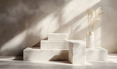Poster - a podium with a spotlight focusing on a premium cosmetic item