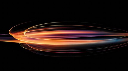 Poster - Colorful abstract light streaks create vibrant patterns in a dark space showcasing dynamic movement and energy. Generative AI