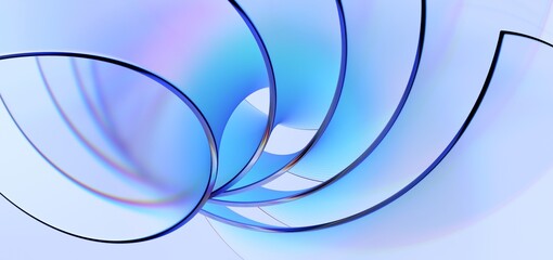 Fototapete - Abstract minimalist shape, light background design, 3d render