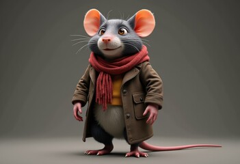 Poster - A 3D Character Dressed As A Realistic Rat For Halloween