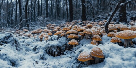 Wall Mural - Winter Fungi in Snow