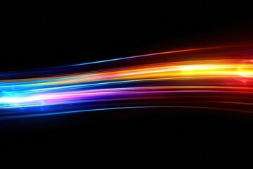 Poster - Dynamic abstract colorful light streaks create a vibrant visual display in a dark setting. Generative AI
