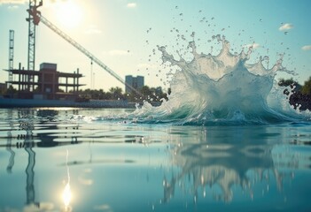 Poster - Construction Site Meets Watery Playfulness