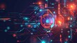 © MdRowshan - Abstract blue technology background with HUD elements. Artificial intelligence concept