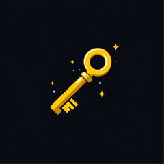 Poster - A bright yellow key graphic with sparkling accents against a dark background.