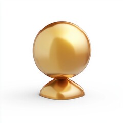 Poster - Shiny golden sphere on a sleek white background, reflecting light with elegance and modern design.