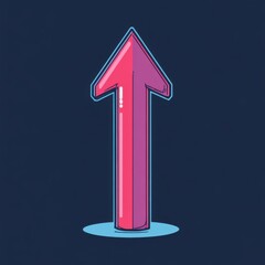 Poster - A bold pink arrow pointing upwards, set against a deep blue background, symbolizing growth and progress.
