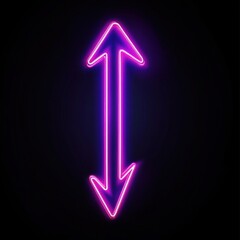 Poster - Neon pink up and down arrows glowing against a dark background, symbolizing movement or change.