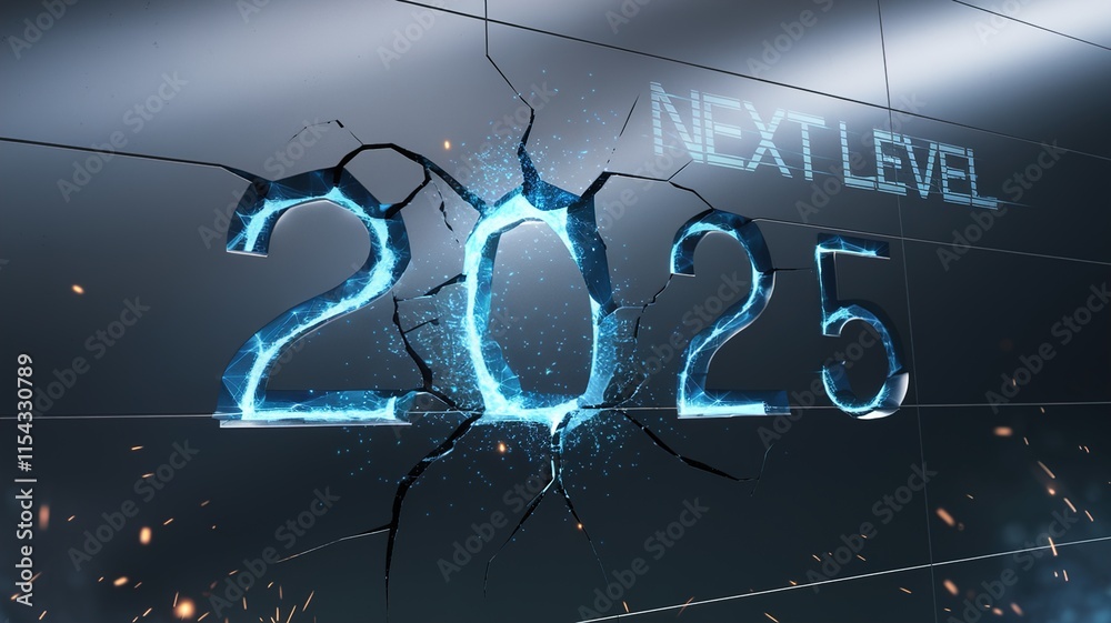 4K Next Level 2025 Wallpaper - Futuristic Year Display, Digital ...