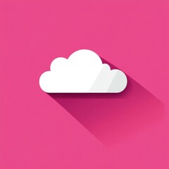 Poster - Stylized white cloud on a vibrant pink background, creating a playful and modern aesthetic.