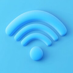 Poster - Stylized blue wireless signal icon on a soft blue background, symbolizing connectivity and technology.