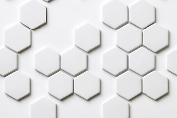 Poster - A monochrome wall with a hexagonal pattern, featuring a contrasting hexagonal surface texture. Abstract background design. A photograph of the decorated surface.