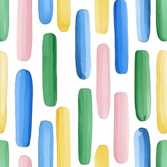 Poster - Seamless watercolor abstract pattern featuring geometric lines in pastel hues. Hand-drawn striped aesthetic background. Linear collage ideal for baby fabric, textiles, wrapping paper, covers, and