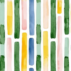 Poster - Pastel-colored geometric lines create a seamless watercolor abstract pattern. A freehand striped aesthetic background. Perfect linear collage for baby fabric, textiles, wrapping paper, covers, and