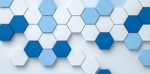 Poster - An abstract background featuring white geometric hexagons, forming a surface with a polygonal pattern and glowing hexagons.