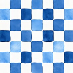 Poster - A hand-drawn seamless geometric pattern with blue rhombuses on an isolated background, ideal for wallpaper or wrapping paper. This rhombus texture is great for textile design and creates a simple
