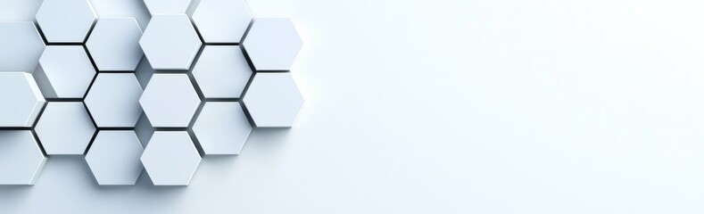 Poster - an abstract futuristic geometric wallpaper with a widescreen hexagonal layout and white hexagons, pr