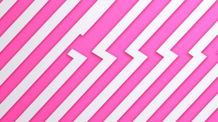 Poster - A recurring design of pink and white chevron shapes.