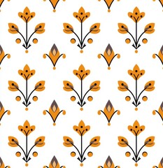 Poster - An abstract modern pattern with a repeating golden geometric design and diagonal dotted lines.