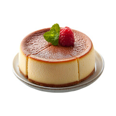 Delicious Japanese jiggly cheesecake isolated on transparent background