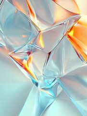 Poster - Abstract 3D design showcasing complex geometric shapes with reflective surfaces and dynamic light play in vibrant colors. Generative AI