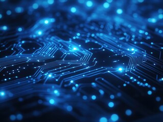 Poster - Abstract glowing blue circuit board.