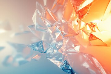 Aufkleber - Exploration of light and color through abstract 3D design showcasing sharp geometric forms and vibrant hues. Generative AI