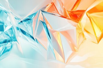 Poster - Abstract 3D shapes with a blend of blue and orange colors creating a vibrant visual experience. Generative AI