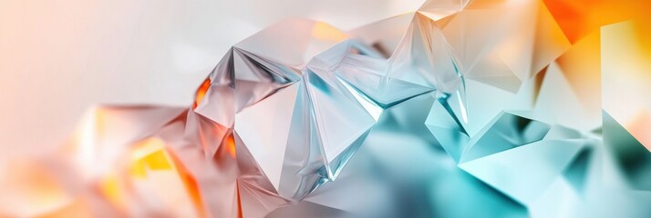 Leinwandbilder - Abstract 3D composition featuring crystal like shapes and dynamic colors in a contemporary design environment. Generative AI