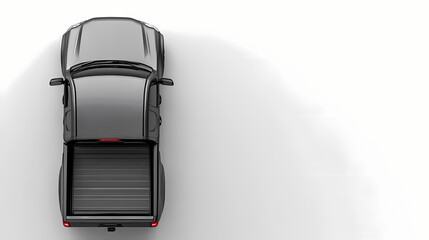 Wall Mural - Gray pick up car truck above top view with empty trunk isolated. Pinnacle. Illustration