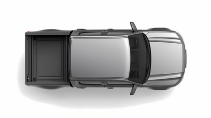 Wall Mural - Gray pick up car truck above top view with empty trunk isolated. Pinnacle. Illustration