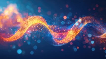 Poster - Abstract Colorful Light Wave with Bokeh Effect on Dark Background