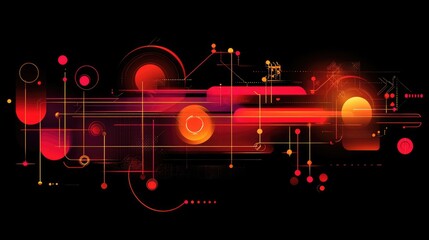 Poster - Abstract Digital Art with Bright Colors and Geometric Shapes