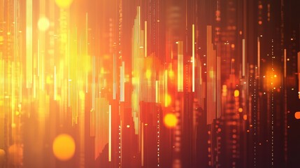 Poster - Abstract Digital Art with Orange and Gold Light Patterns and Shapes