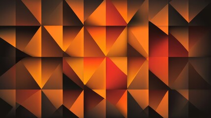 Poster - Geometric Pattern with Triangles in Warm Shades of Orange and Red
