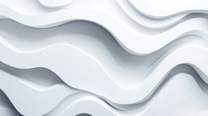 Poster - Abstract Wave Pattern in Soft White Tones with Dimensional Texture
