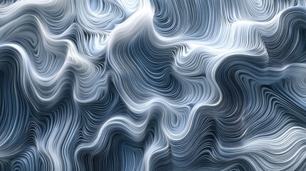 Poster - Abstract Flowing Texture in Shades of Blue and White Patterns