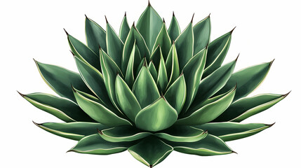 Wall Mural - A top view of an agave plant, isolated on a transparent background, without shadows, text, or letters. Pinnacle. Illustration
