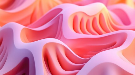 Poster - Abstract Colorful Curves and Waves in Pink and Orange Tones