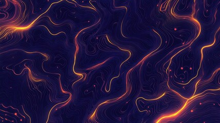 Poster - Abstract Neon Waves on Dark Background with Flowing Patterns