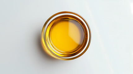 Wall Mural - Almond oil in a glass bowl on white background, top view. Pinnacle. Illustration