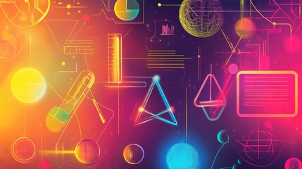 Poster - Vibrant Abstract Science Background with Geometric Shapes and Patterns