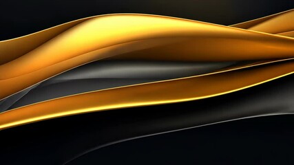 Fototapete - Video with shimmering gold wave flowing over an abstract black background offers elegance and luxury.
Dynamic motion design with sleek golden curves creates a sophisticated visual.