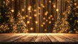 © YauheniB - Fondo navideño con luces y árboles de navidad