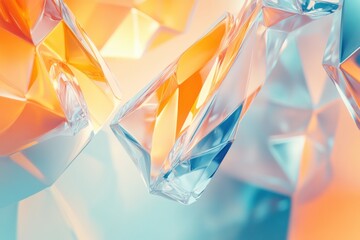 Poster - Vibrant abstract 3D crystals reflecting light in an imaginative geometric arrangement. Generative AI