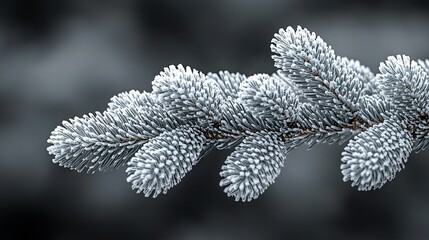 Wall Mural -    a pine tree branch with snow-covered needles and a blurry background