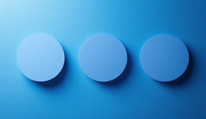 Canvas Print - Three light blue circles on blue background.