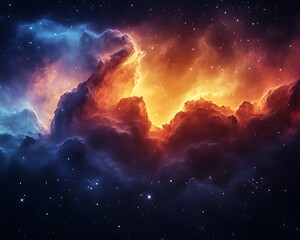 fiery nebula in space.
