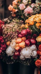 Poster - Charming Assortment of Vibrant Flowers in Lush Bountiful Arrangement for Market Stall or Home Decor : Generative AI