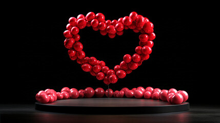 Wall Mural - empty podium with Heart made of balloons for valentine's day